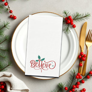 Cute 'Believe' Christmas Paper Guest Towels