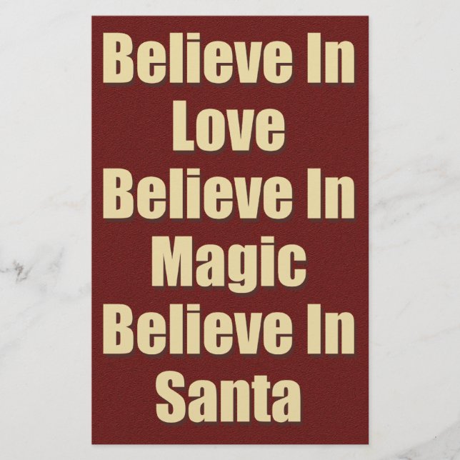 Cute Believe In Santa Quote Stationery (Front)