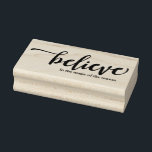 Cute Believe in the Magic Personalized Holiday Rubber Stamp<br><div class="desc">Simple and cute,  this rubber stamp is perfect for your holiday crafts and card sending.  Features a script font of the word "Believe" and a place to change the rest of the holiday greeting.</div>