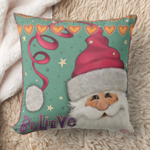 Cute Believe Santa Pink Inspirivity Throw Pillow