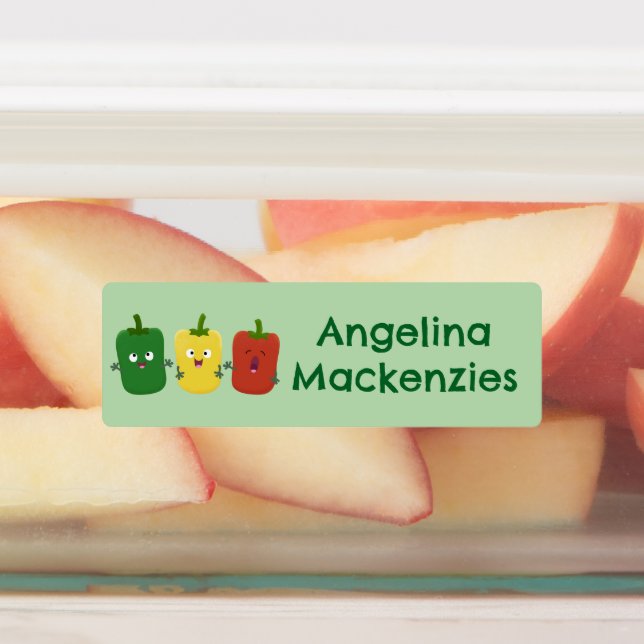 Cute bell pepper capsicum singing personalized  labels (Affixed)