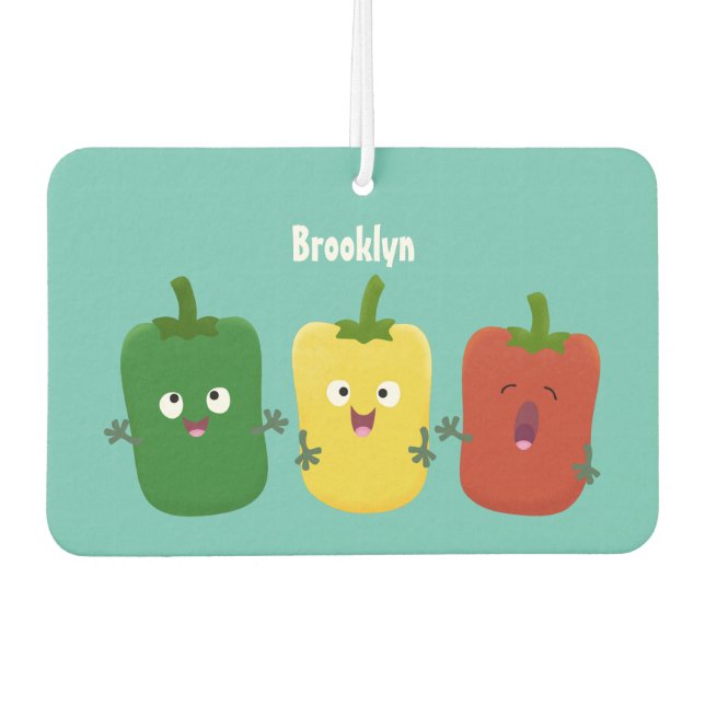 Cute bell pepper capsicum trio singing cartoon air freshener (Front)