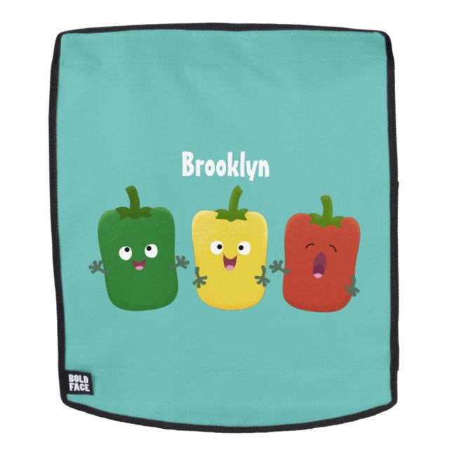 Cute bell pepper capsicum trio singing cartoon backpack (Removable Face)
