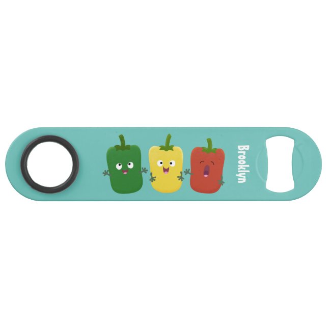 Cute bell pepper capsicum trio singing cartoon bar key (Front (Horizontal))