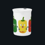 Cute bell pepper capsicum trio singing cartoon beverage pitcher<br><div class="desc">These happy bell peppers are singing as a trio in fun cartoon style. Lots of vegetable fun and humour!</div>