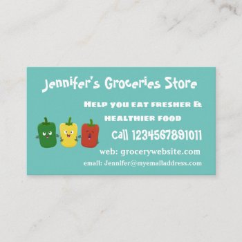 Cute Bell Pepper Capsicum Trio Singing Cartoon  Business Card by thefrogfactory at Zazzle