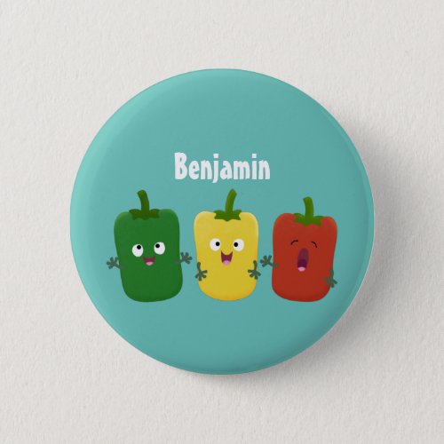 Cute bell pepper capsicum trio singing cartoon button