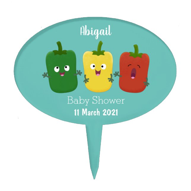 Cute bell pepper capsicum trio singing cartoon cake topper (Front)