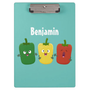 Cute bell pepper capsicum trio singing cartoon clipboard
