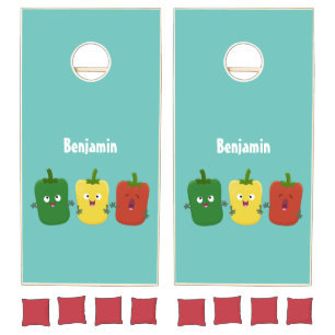 Cute bell pepper capsicum trio singing cartoon  cornhole set