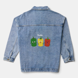Cute bell pepper capsicum trio singing cartoon denim jacket