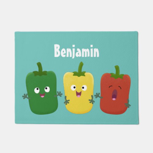 Cute bell pepper capsicum trio singing cartoon doormat