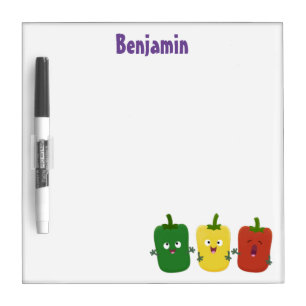 Cute bell pepper capsicum trio singing cartoon dry erase board