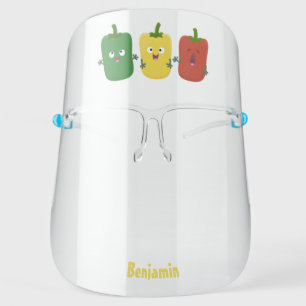 Cute bell pepper capsicum trio singing cartoon face shield
