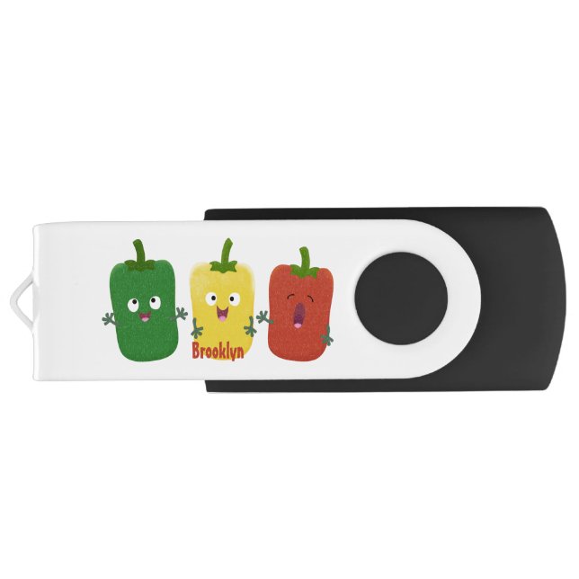 Cute bell pepper capsicum trio singing cartoon flash drive (Back)