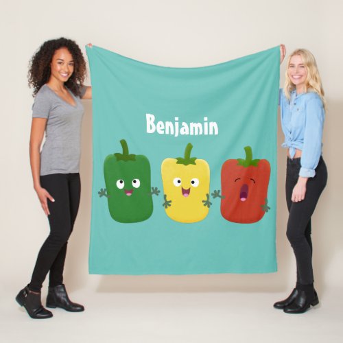 Cute bell pepper capsicum trio singing cartoon  fleece blanket