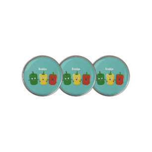Cute bell pepper capsicum trio singing cartoon golf ball marker