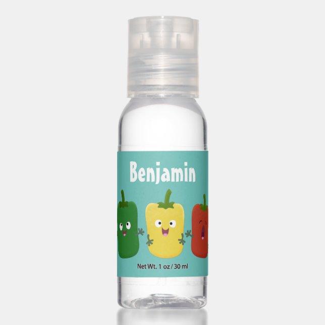 Cute bell pepper capsicum trio singing cartoon hand sanitizer (Front)