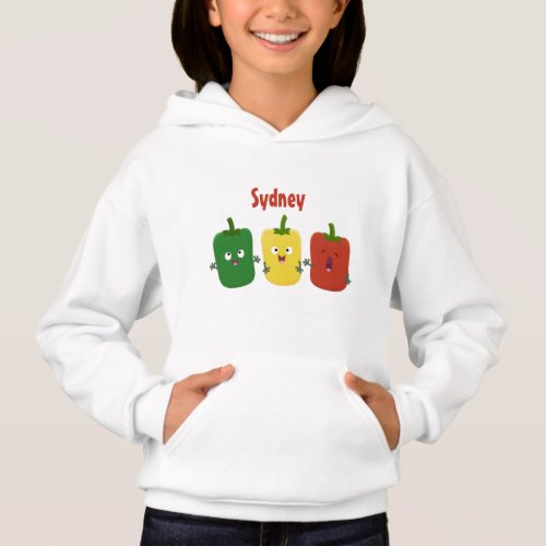 Cute bell pepper capsicum trio singing cartoon hoodie