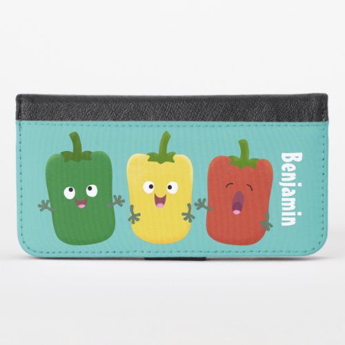 Cute bell pepper capsicum trio singing cartoon iPhone x wallet case