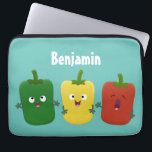 Cute bell pepper capsicum trio singing cartoon  laptop sleeve<br><div class="desc">These happy bell peppers are singing as a trio in fun cartoon style. Lots of vegetable fun and humour!</div>