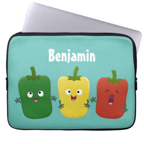 Cute bell pepper capsicum trio singing cartoon  laptop sleeve