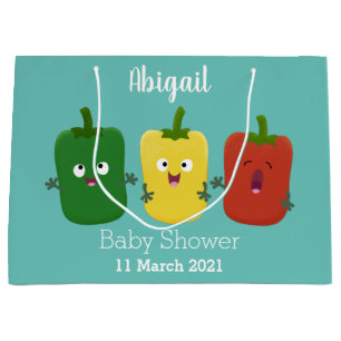 Cute bell pepper capsicum trio singing cartoon large gift bag