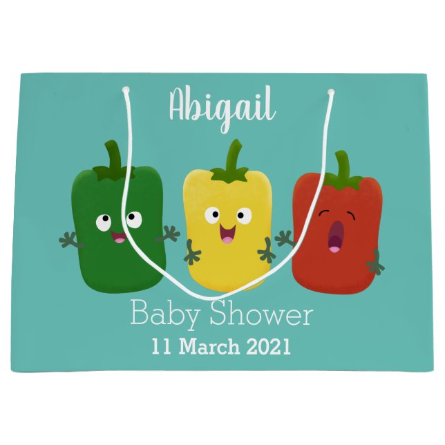 Cute bell pepper capsicum trio singing cartoon large gift bag (Front)