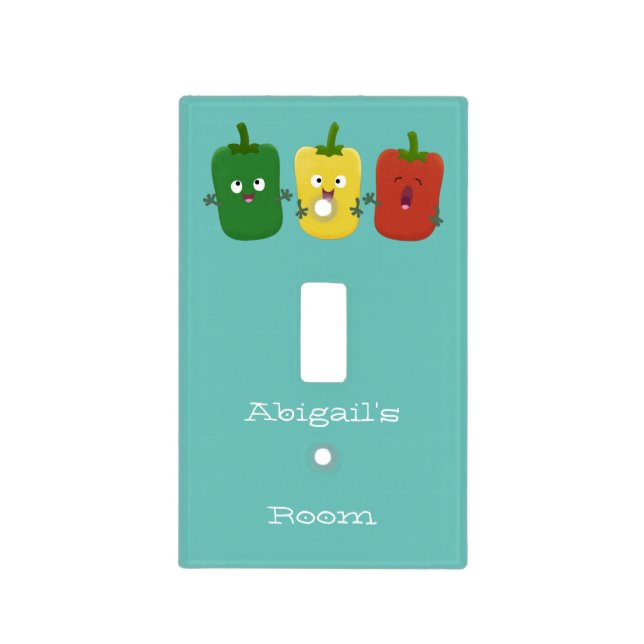 Cute bell pepper capsicum trio singing cartoon light switch cover (Front)