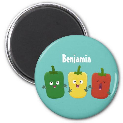 Cute bell pepper capsicum trio singing cartoon magnet