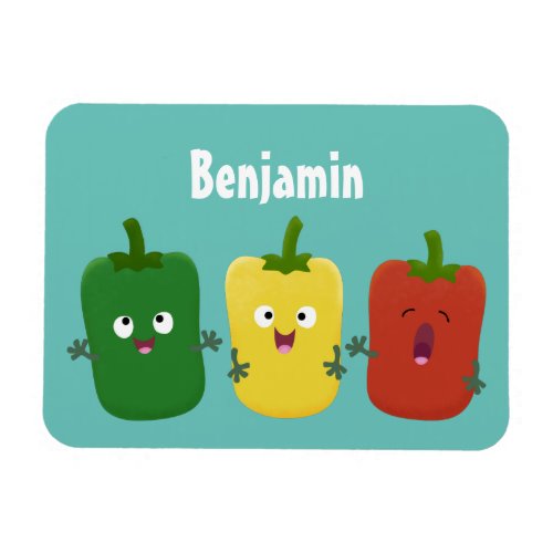 Cute bell pepper capsicum trio singing cartoon  magnet