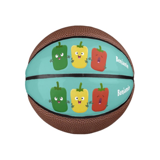 Cute bell pepper capsicum trio singing cartoon mini basketball (Front)