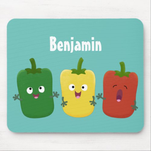 Cute bell pepper capsicum trio singing cartoon mouse pad