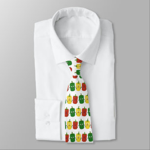 Cute bell pepper capsicum trio singing cartoon neck tie