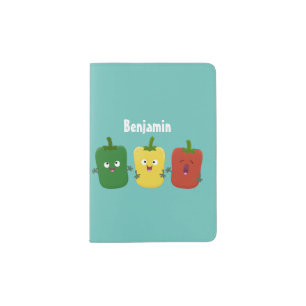Cute bell pepper capsicum trio singing cartoon passport holder