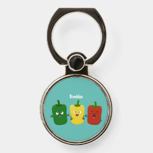 Cute bell pepper capsicum trio singing cartoon phone ring stand