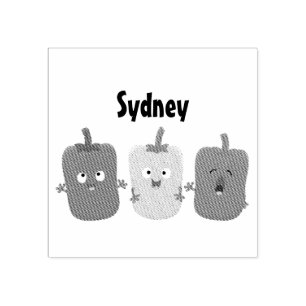Cute bell pepper capsicum trio singing cartoon  rubber stamp