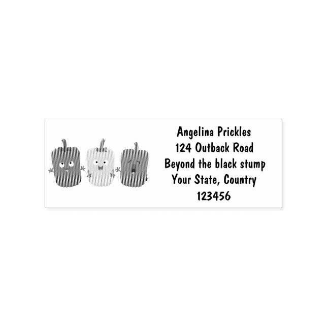 Cute bell pepper capsicum trio singing cartoon  rubber stamp (Imprint)