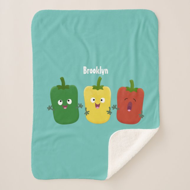 Cute bell pepper capsicum trio singing cartoon  sherpa blanket (Front)