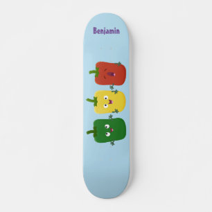 Cute bell pepper capsicum trio singing cartoon skateboard