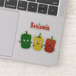 Cute bell pepper capsicum trio singing cartoon sticker