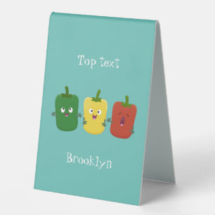 Cute bell pepper capsicum trio singing cartoon table tent