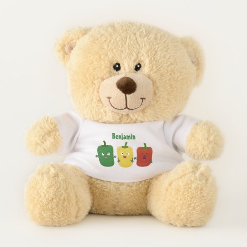 Cute bell pepper capsicum trio singing cartoon teddy bear