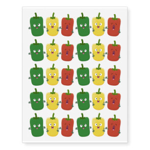 Cute bell pepper capsicum trio singing cartoon temporary tattoos