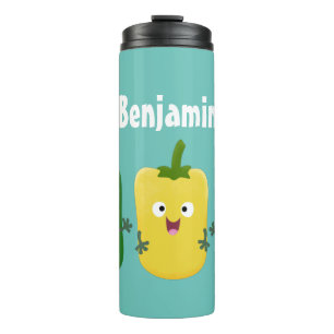 Cute bell pepper capsicum trio singing cartoon thermal tumbler