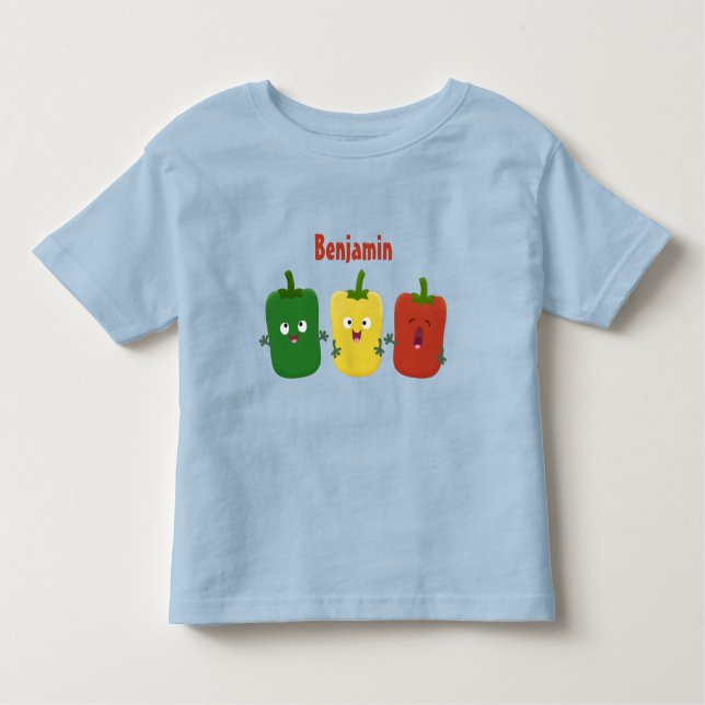 Cute bell pepper capsicum trio singing cartoon toddler t-shirt (Front)