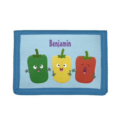 Cute bell pepper capsicum trio singing cartoon trifold wallet