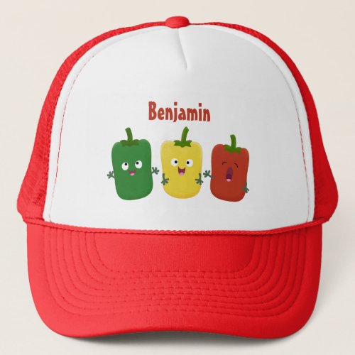 Cute bell pepper capsicum trio singing cartoon trucker hat