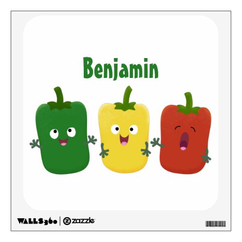 Cute bell pepper capsicum trio singing cartoon wall decal