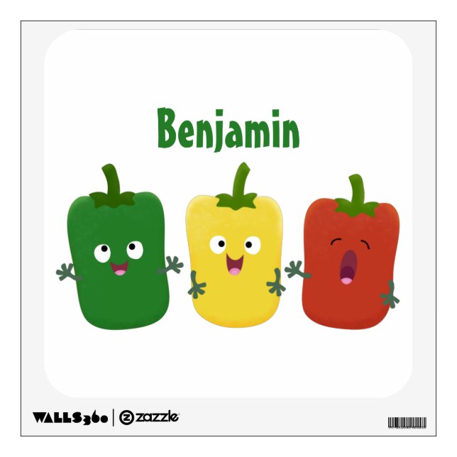 Cute bell pepper capsicum trio singing cartoon wall decal (Front)
